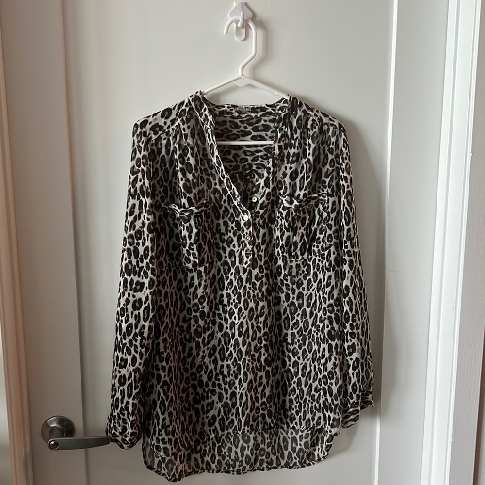 Charlotte Russe Leopard Print translucent blouse